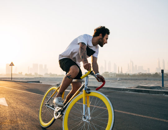 man riding bike